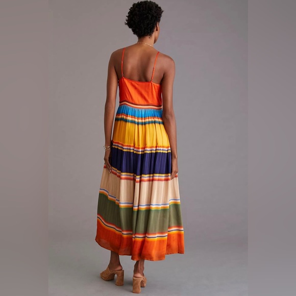 Anthropologie Tanvi Kedia V-Neck Colorblock Midi Dress - Picture 3 of 16